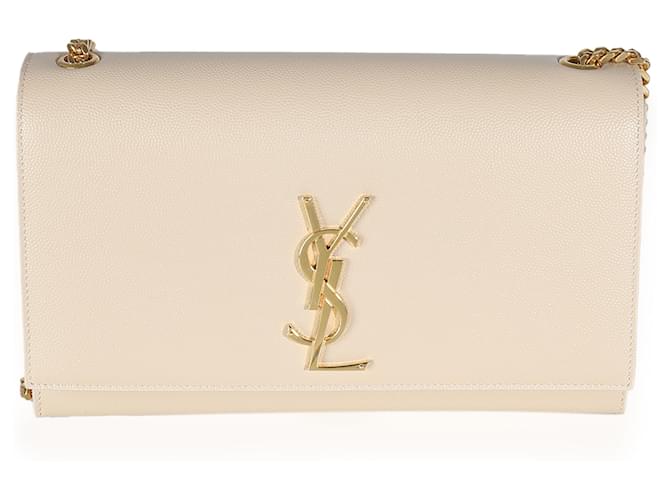 Saint Laurent – Mittelgroße Kate-Kettentasche aus Grain De Poudre in Dunkelbeige Leder  ref.1395773