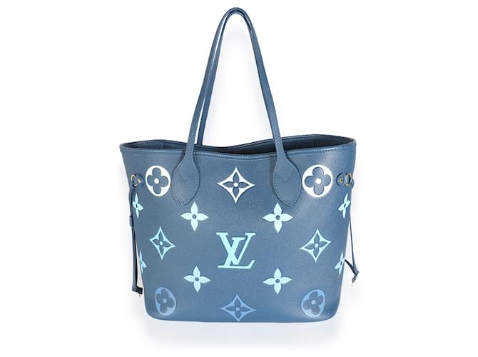 Louis Vuitton Degrade Bleu Monogram Giant Empreinte Neverfull MM Blu Pelle  ref.1395775