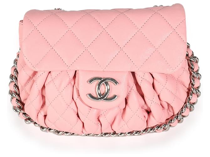 Timeless Chanel Kleine Umhängetasche mit Kette Pink Leder  ref.1395788