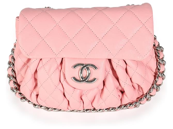 Classique Chanel Petite chaîne autour du sac messager Cuir Rose  ref.1395788