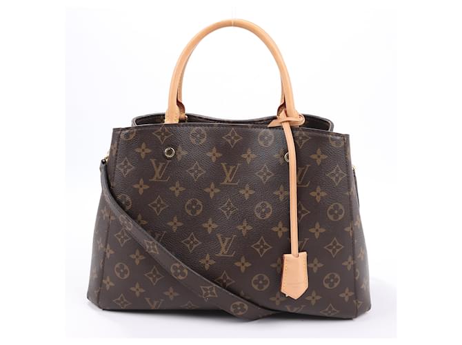 Louis Vuitton Monograma Montaigne Bolsa 2 vias MM M41056 Marrom Couro  ref.1395799