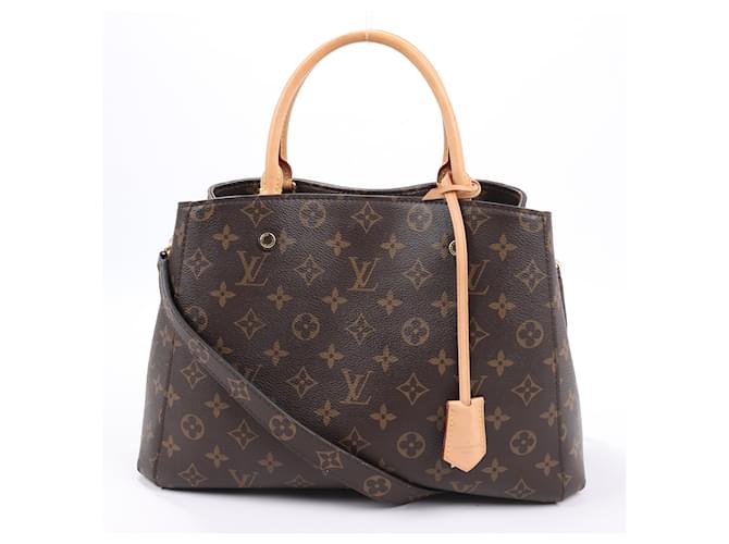 Louis Vuitton Monogram Montaigne 2Way Handbag MM M41056 Brown Leather  ref.1395799