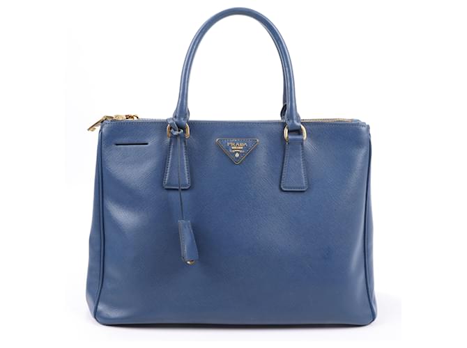 Prada Saffiano Lux 2Way Galleria Leather Handag in Navy Blue  ref.1395801
