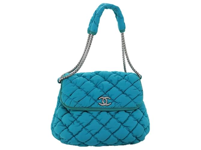 Timeless Chanel Bubble Quilt Blue Synthetic  ref.1395825