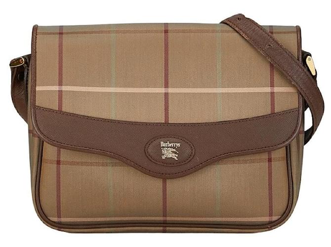 Burberry Vintage Check Crossbody Bag Bolsa de ombro de lona em bom estado  ref.1396001