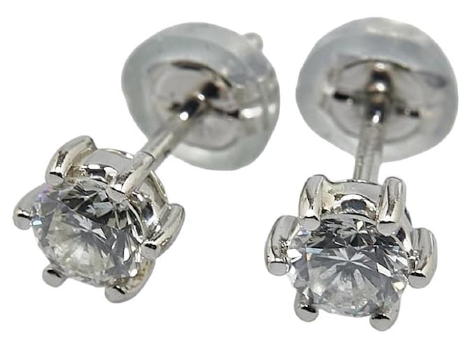 & Other Stories [LuxUness] Platinum Diamond Stud Earrings Metal Earrings in Excellent condition  ref.1396024