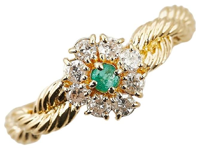 & Other Stories K18YG Yellow Gold Emerald Diamond 0.27ct Ring in Great Condition Golden Metal  ref.1396028