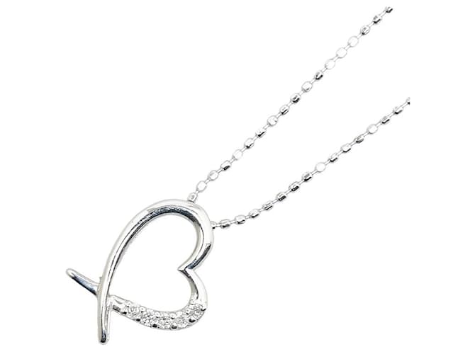 & Other Stories K14WG White Gold Diamond Heart Pendant Necklace in Great Condition Silvery Metal  ref.1396031