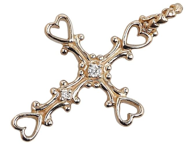 & Other Stories [Luxus] 18k Gold Diamant Kruzifix Anhänger Metallanhänger in ausgezeichnetem Zustand  ref.1396032