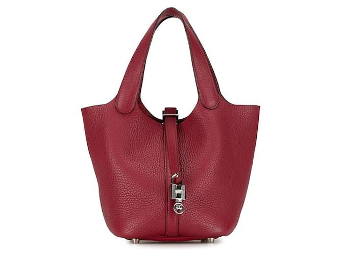 Hermès Bolso de cuero Hermes Clemence Picotin Lock 18 en buen estado  ref.1396045