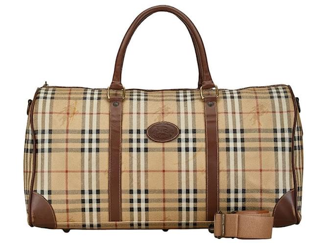 Burberry Haymarket Check Canvas Boston Bag Canvas Travel Bag in Good condition Cloth  ref.1396048