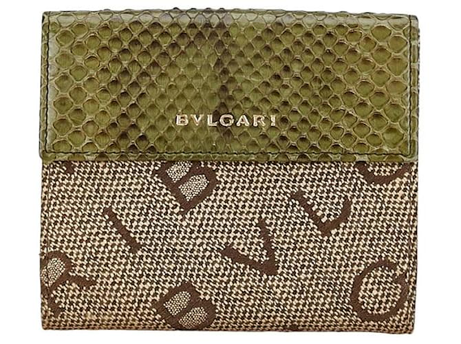 Bulgari Bvlgari Logomania Bifold Wallet Canvas Short Wallet in Good condition Cloth  ref.1396055