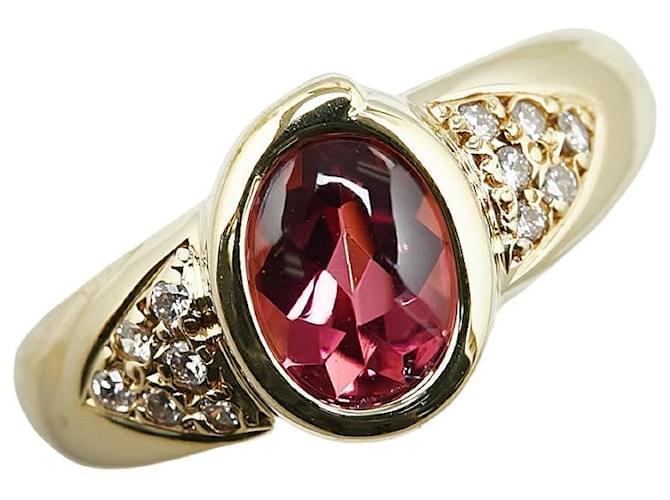 & Other Stories [LuxUness] 18K Gold Tourmaline Diamond Ring Bague en métal en excellent état  ref.1396064