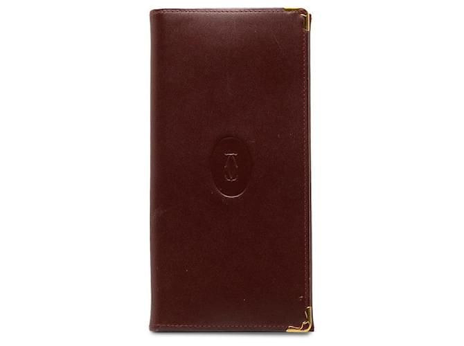 Cartier Must Line Leder Bifold Langbörse in sehr gutem Zustand Rot  ref.1396088