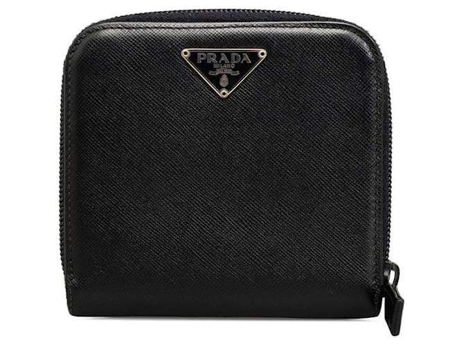 Prada Saffiano Zip Around Coin Case  Leather Short Wallet M170 in Good condition  ref.1396091