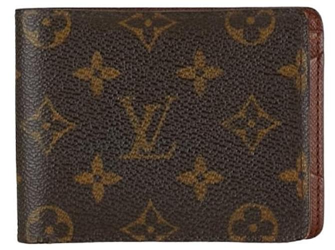 Carteira Compacta Monogram Louis Vuitton M60895 Marrom PVC em Bom Estado Lona  ref.1396115