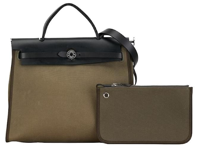 Hermès Hermes Toile Herbag Zip 31 Canvas Handbag in Good condition Cloth  ref.1396163