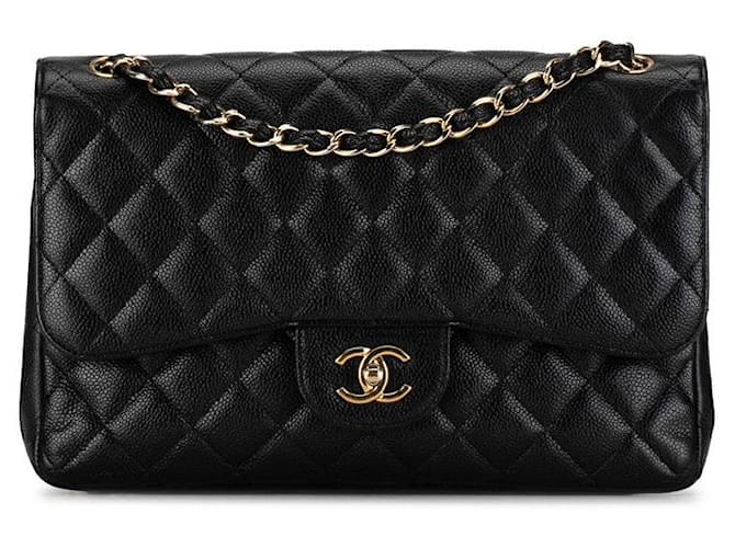 Chanel Jumbo Classic Caviar forrado Flap Bag Bolso de cuero en buen estado  ref.1396182