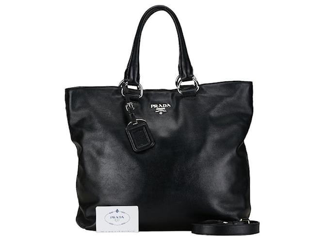 Bolsa de couro Prada com logo BN2865 em muito bom estado Preto  ref.1396185