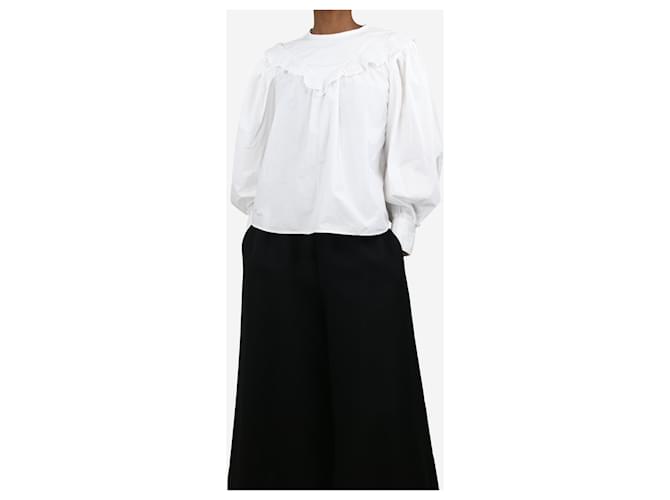 Isabel Marant Etoile White puff-sleeved embroidered shirt - size UK 6 Cotton  ref.1396207