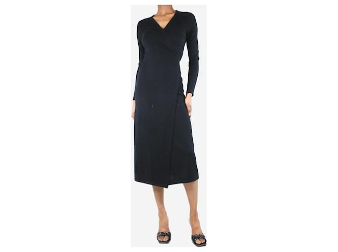 Diane Von Furstenberg Vestido midi cruzado de punto negro - talla XS Lana  ref.1396211