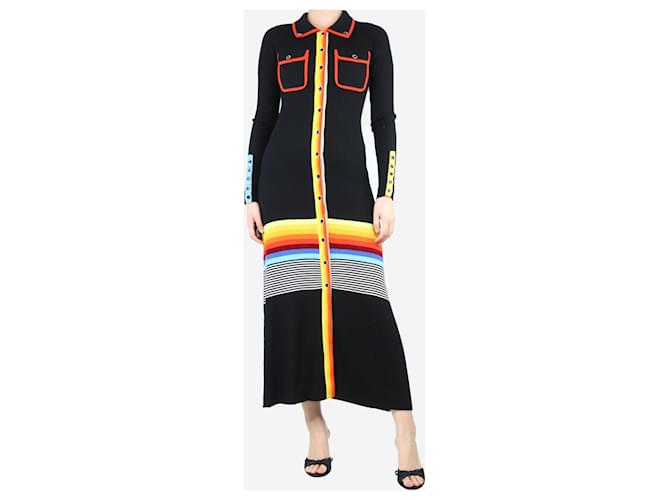 Autre Marque Black striped ribbed wool-blend midi shirt dress - size S  ref.1396212