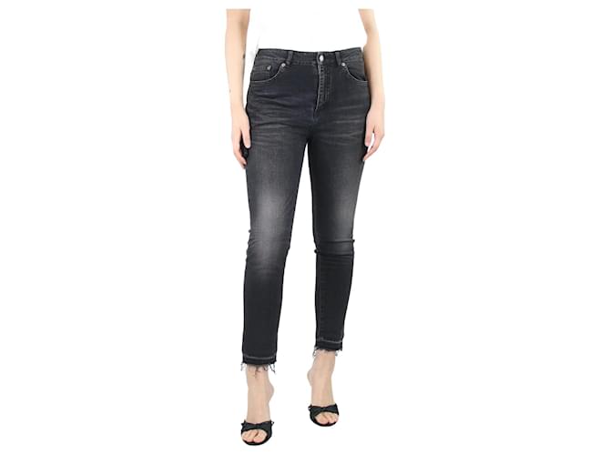 Saint Laurent Jeans justos pretos - tamanho UK 10 Algodão  ref.1396225