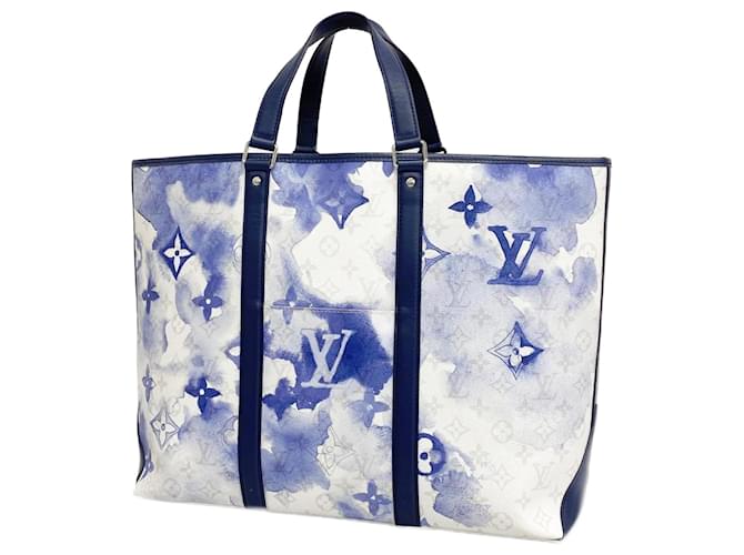 Louis Vuitton Weekend GM Blau Leder  ref.1396264
