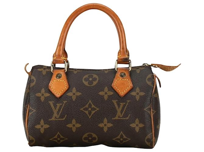 Louis Vuitton Mini Speedy Braun Leinwand  ref.1396368