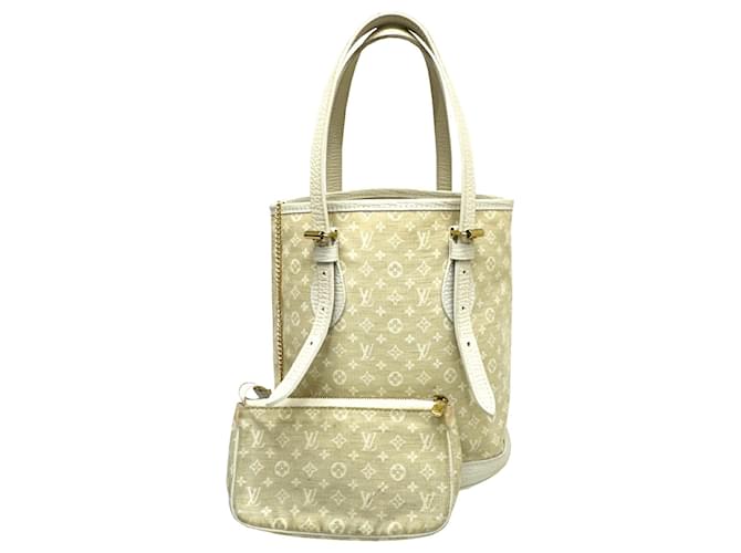 Bucket Balde Louis Vuitton Bege Lona  ref.1396380