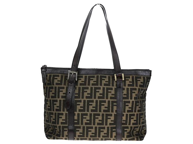 Fendi Zucca Marrom Lona  ref.1396434