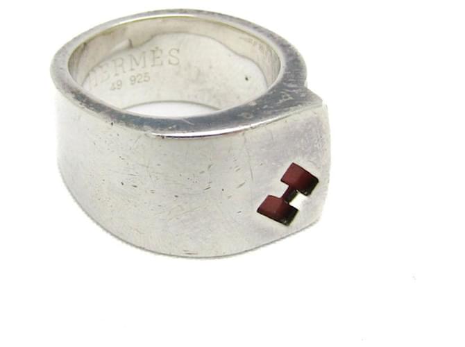 Ring Hermès Candy Silvery Silver  ref.1396449