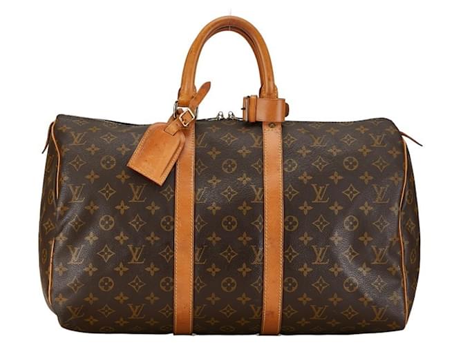 Louis Vuitton Keepall 45 Marrone Tela  ref.1396470