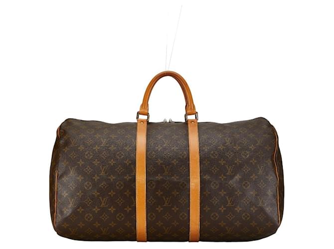 Louis Vuitton Keepall 55 Castaño Lienzo  ref.1396480