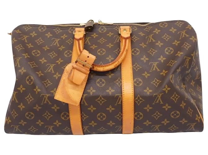 Louis Vuitton Keepall 45 Marrone Tela  ref.1396488