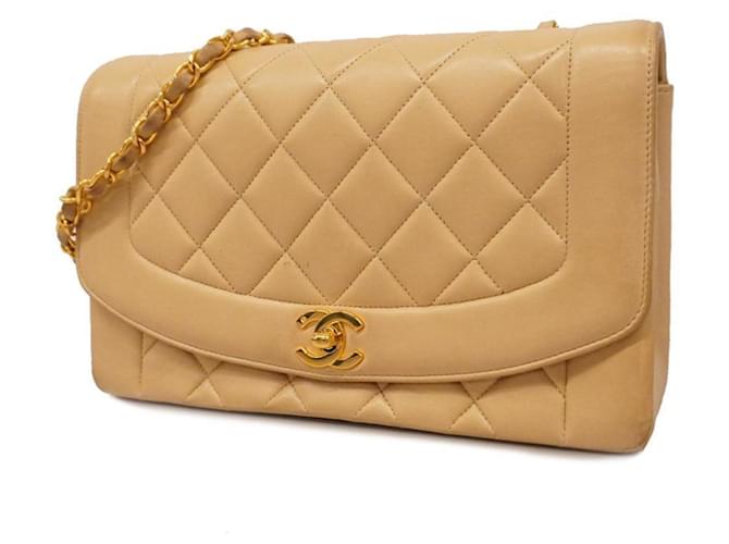 Chanel Diana Bege Couro  ref.1396502
