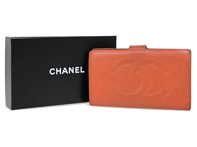 Chanel-Logo CC Braun Leder  ref.1396505