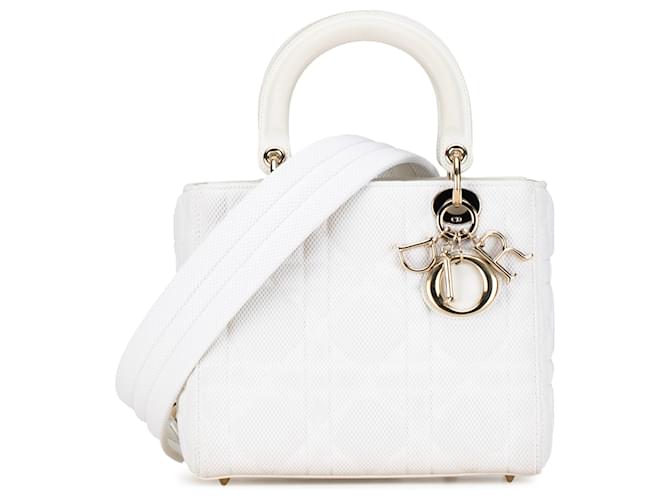 Dior White Medium Mesh Cannage Lady Dior Cloth  ref.1396522