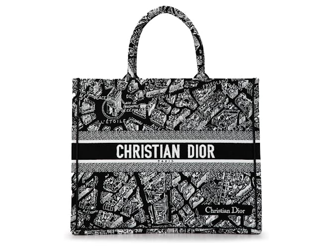 Dior Black Large Plan De Paris Book Tote Cloth Cloth  ref.1396542