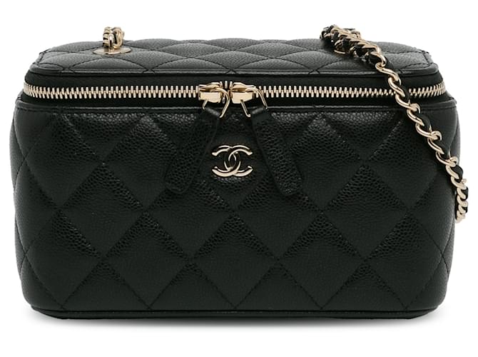 Chanel Black CC Caviar Leather Vanity Bag Negro Cuero  ref.1396546