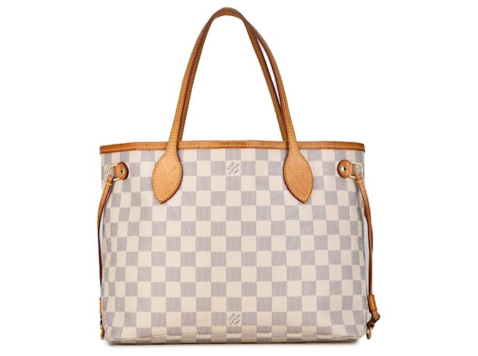 Louis Vuitton White Damier Azur Neverfull PM Toile Blanc  ref.1396552