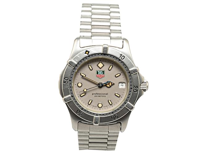 Reloj profesional Tag Heuer de cuarzo plateado y acero inoxidable Plata Metal  ref.1396557