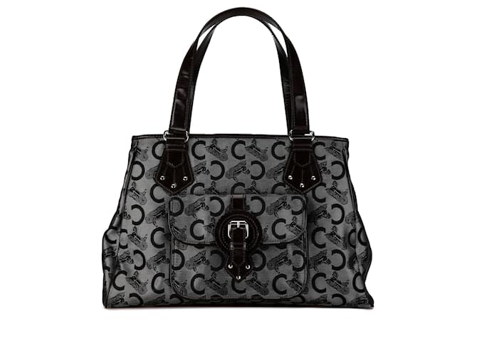 Céline Celine Gray Carriage C Canvas Tote Grey Leather Cloth Pony-style calfskin Cloth  ref.1396574