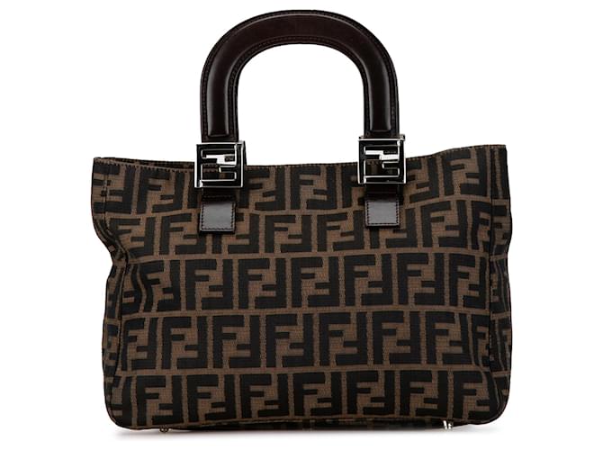 cabas Twins en toile Zucca marron Fendi Tissu  ref.1396603