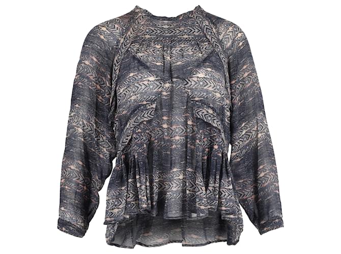 Isabel Marant Bedruckte Bluse aus grauer Seide  ref.1396626