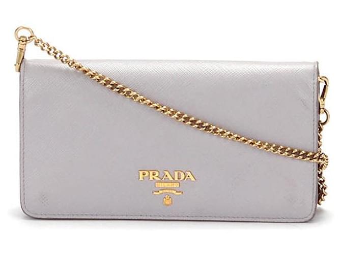Prada Saffiano Wallet on Chain Leather Crossbody Bag 85 in Good condition  ref.1396667