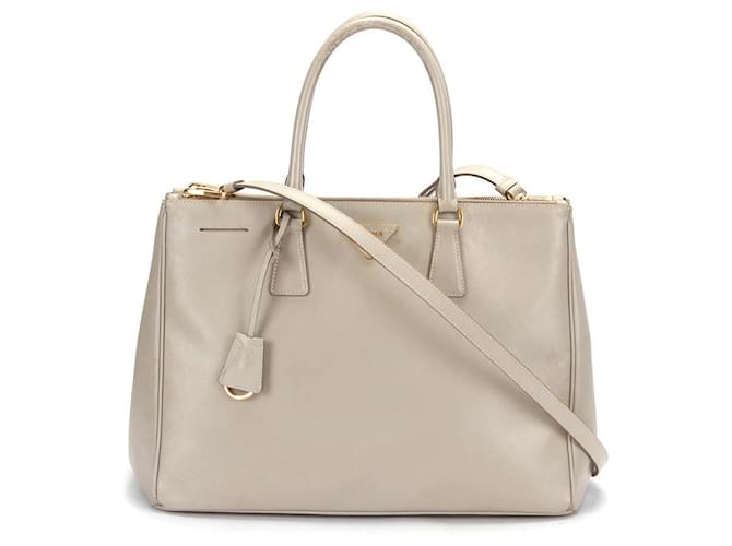 Prada Saffiano Galleria doublé Zip Bag Sac à main en cuir en mauvais état  ref.1396709