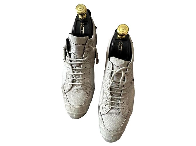 Baskets Zilli en cuir crocodile gris