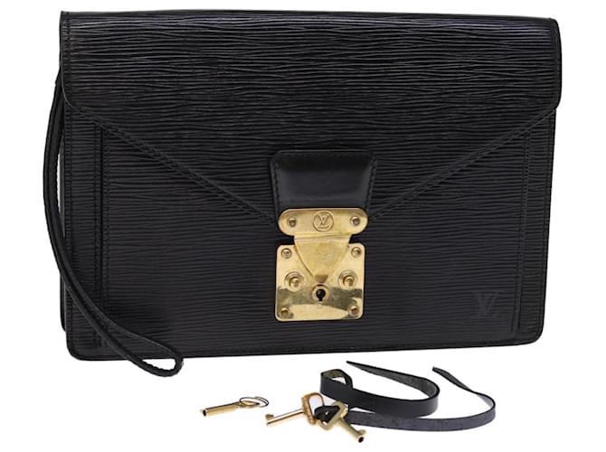 LOUIS VUITTON Epi Serie Dragonne Hand Bag Black Noir M52612 LV Auth th4901 Leather  ref.1396772