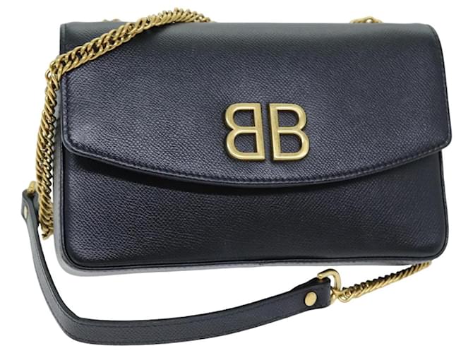 Bolsa de ombro com corrente BALENCIAGA couro preto 526682 Auth am6297  ref.1396777